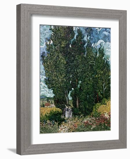 The Cypresses, c.1889-90-Vincent van Gogh-Framed Giclee Print