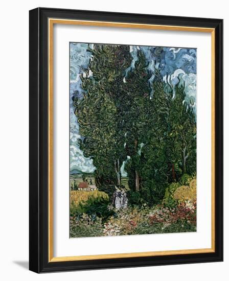 The Cypresses, c.1889-90-Vincent van Gogh-Framed Giclee Print