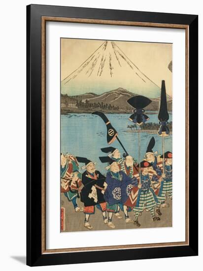 The Daimyo's Entourage before Mount Fuji, 1858-Utagawa Yoshitora-Framed Giclee Print