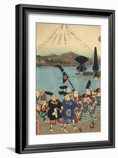 The Daimyo's Entourage before Mount Fuji, 1858-Utagawa Yoshitora-Framed Giclee Print