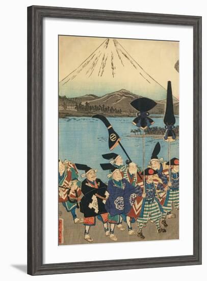 The Daimyo's Entourage before Mount Fuji, 1858-Utagawa Yoshitora-Framed Giclee Print