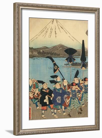 The Daimyo's Entourage before Mount Fuji, 1858-Utagawa Yoshitora-Framed Giclee Print