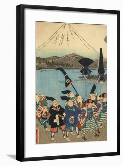 The Daimyo's Entourage before Mount Fuji, 1858-Utagawa Yoshitora-Framed Giclee Print