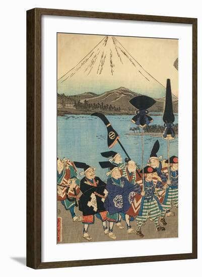 The Daimyo's Entourage before Mount Fuji, 1858-Utagawa Yoshitora-Framed Giclee Print