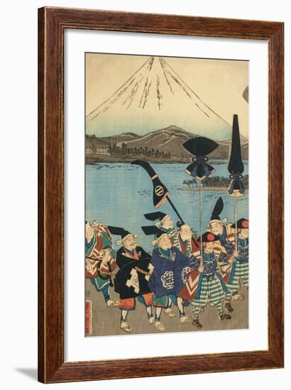 The Daimyo's Entourage before Mount Fuji, 1858-Utagawa Yoshitora-Framed Giclee Print