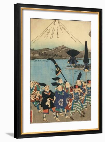 The Daimyo's Entourage before Mount Fuji, 1858-Utagawa Yoshitora-Framed Giclee Print