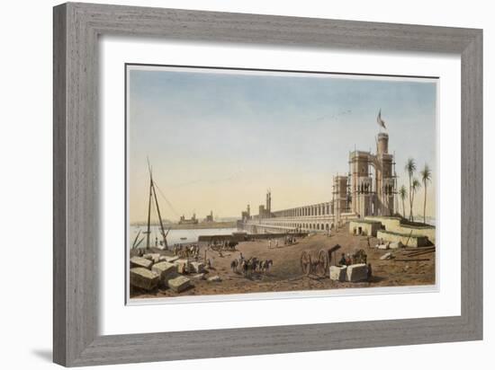 The dam across the Nile, the building of the Aswan Dam, Egypt, 1853-Philippe Benoist-Framed Giclee Print