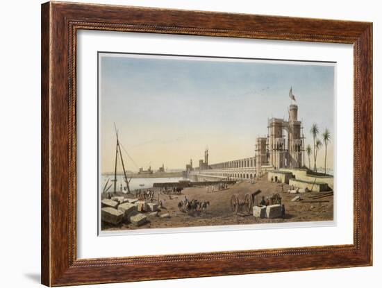 The dam across the Nile, the building of the Aswan Dam, Egypt, 1853-Philippe Benoist-Framed Giclee Print