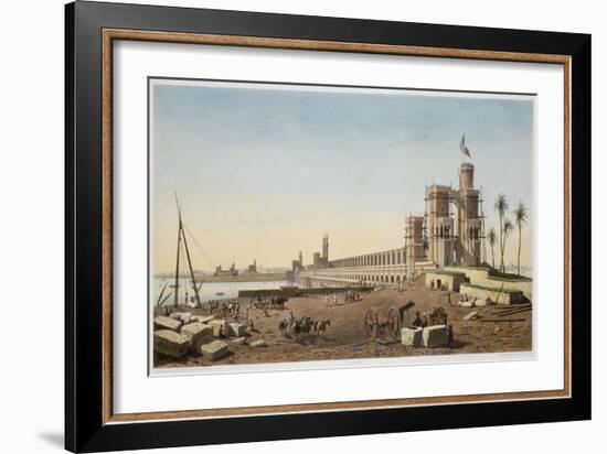 The dam across the Nile, the building of the Aswan Dam, Egypt, 1853-Philippe Benoist-Framed Giclee Print