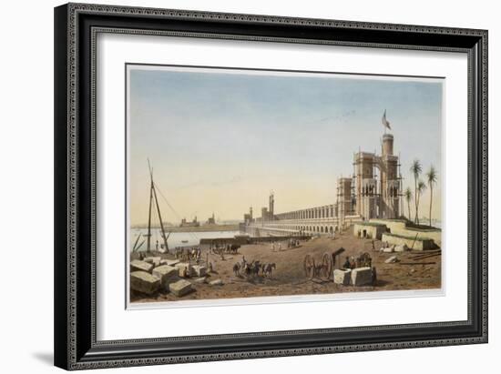 The dam across the Nile, the building of the Aswan Dam, Egypt, 1853-Philippe Benoist-Framed Giclee Print