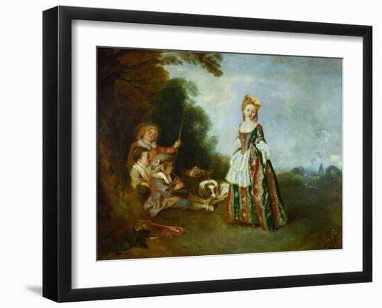 The Dance, Around 1719?-Jean Antoine Watteau-Framed Giclee Print