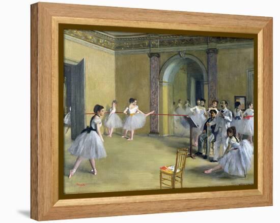 The Dance Foyer at the Opera on the Rue Le Peletier, 1872-Edgar Degas-Framed Premier Image Canvas