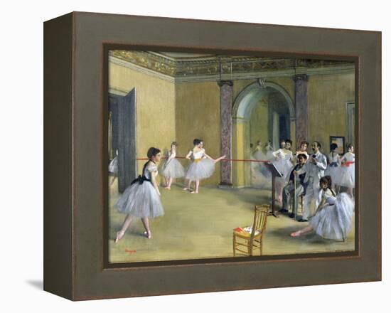 The Dance Foyer at the Opera on the Rue Le Peletier, 1872-Edgar Degas-Framed Premier Image Canvas