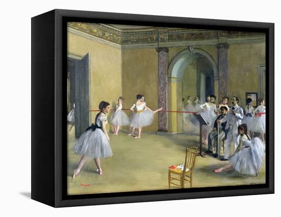 The Dance Foyer at the Opera on the Rue Le Peletier, 1872-Edgar Degas-Framed Premier Image Canvas