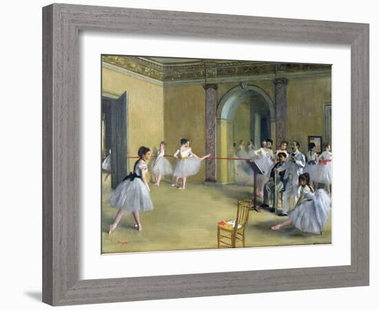 The Dance Foyer at the Opera on the Rue Le Peletier, 1872-Edgar Degas-Framed Giclee Print