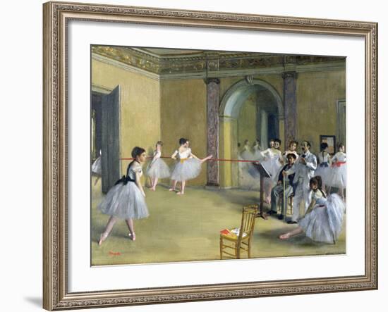 The Dance Foyer at the Opera on the Rue Le Peletier, 1872-Edgar Degas-Framed Giclee Print