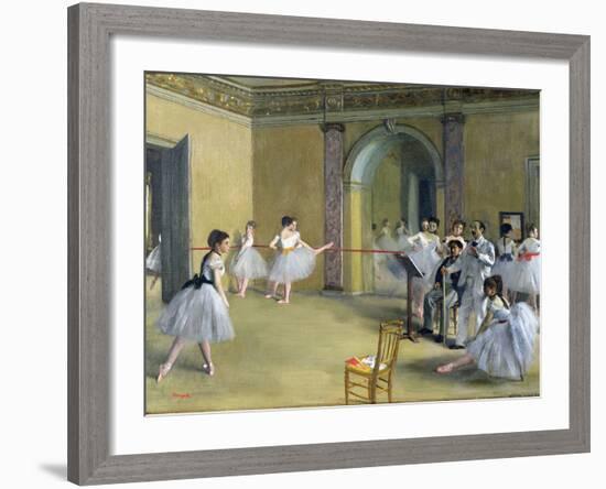 The Dance Foyer at the Opera on the Rue Le Peletier, 1872-Edgar Degas-Framed Giclee Print