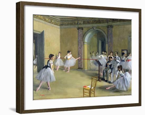 The Dance Foyer at the Opera on the Rue Le Peletier, 1872-Edgar Degas-Framed Giclee Print