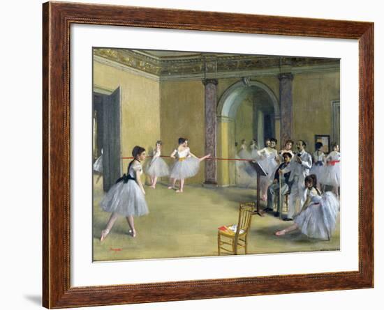 The Dance Foyer at the Opera on the Rue Le Peletier, 1872-Edgar Degas-Framed Giclee Print