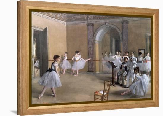 The Dance Foyer at the Opera on the Rue Le Peletier, 1872-Edgar Degas-Framed Premier Image Canvas