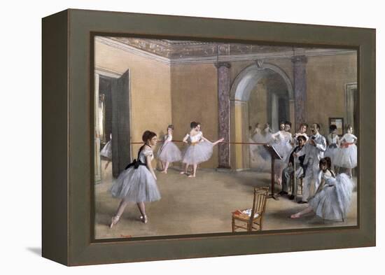 The Dance Foyer at the Opera on the Rue Le Peletier, 1872-Edgar Degas-Framed Premier Image Canvas