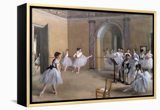 The Dance Foyer at the Opera on the Rue Le Peletier, 1872-Edgar Degas-Framed Premier Image Canvas