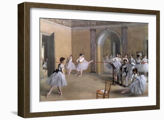 The Dance Foyer at the Opera on the Rue Le Peletier, 1872-Edgar Degas-Framed Giclee Print