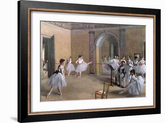 The Dance Foyer at the Opera on the Rue Le Peletier, 1872-Edgar Degas-Framed Giclee Print