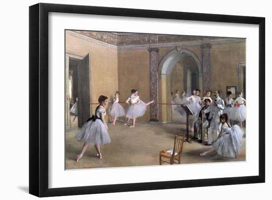 The Dance Foyer at the Opera on the Rue Le Peletier, 1872-Edgar Degas-Framed Giclee Print