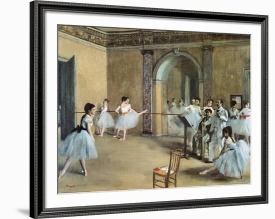 The Dance Foyer at the Opera on the Rue Le Peletier-Edgar Degas-Framed Art Print