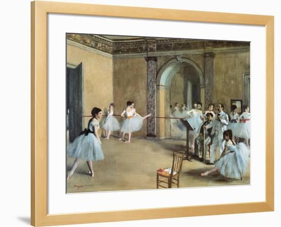 The Dance Foyer at the Opera on the Rue Le Peletier-Edgar Degas-Framed Art Print