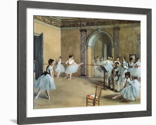 The Dance Foyer at the Opera on the Rue Le Peletier-Edgar Degas-Framed Art Print