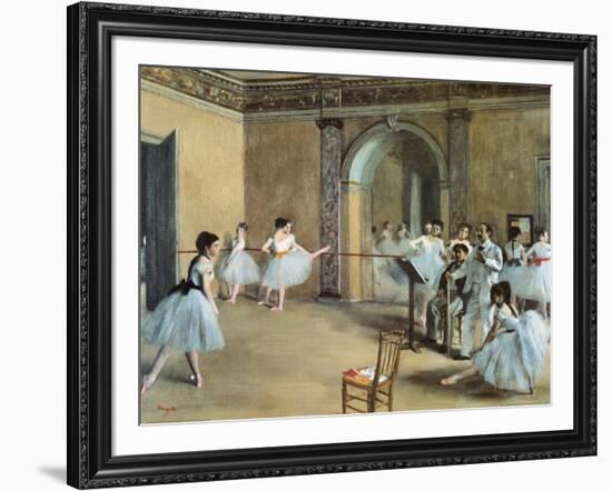 The Dance Foyer at the Opera on the Rue Le Peletier-Edgar Degas-Framed Art Print