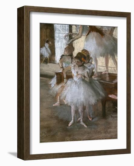 The dance lecon (detail). Around 1876. Pastel on paper glues on cardboard.-Edgar Degas-Framed Giclee Print