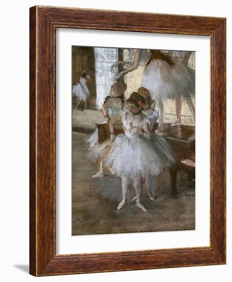 The dance lecon (detail). Around 1876. Pastel on paper glues on cardboard.-Edgar Degas-Framed Giclee Print