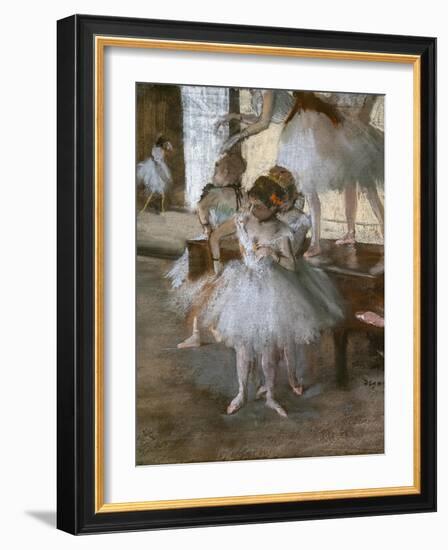 The dance lecon (detail). Around 1876. Pastel on paper glues on cardboard.-Edgar Degas-Framed Giclee Print