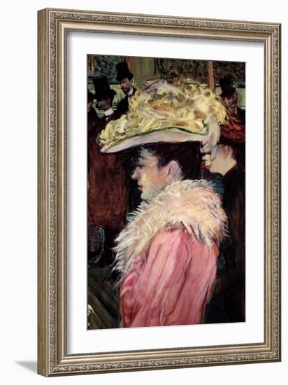 The Dance of the Moulin Rouge: Detail of an Elegant Woman Dressed in Pink, 1889-90-Henri de Toulouse-Lautrec-Framed Giclee Print