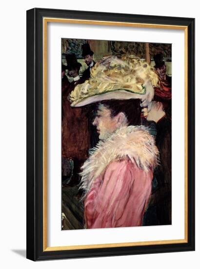 The Dance of the Moulin Rouge: Detail of an Elegant Woman Dressed in Pink, 1889-90-Henri de Toulouse-Lautrec-Framed Giclee Print