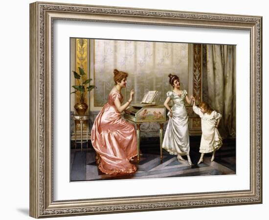 The Dancing Lesson-Vittorio Reggianini-Framed Giclee Print