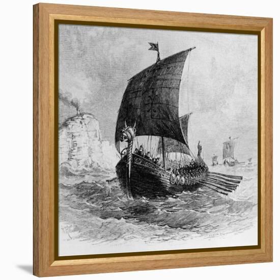 The Danish Ship Called the Raven, Viking Ship, Pre-800 AD-null-Framed Premier Image Canvas