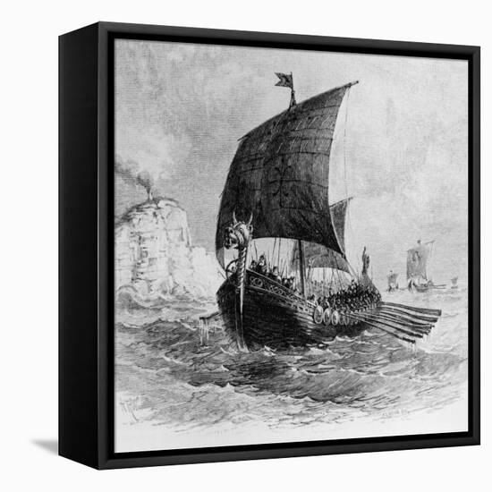 The Danish Ship Called the Raven, Viking Ship, Pre-800 AD-null-Framed Premier Image Canvas