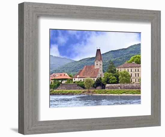 The Danube River and the Village of Weissenkirchen, Wachau Lower Austria-Miva Stock-Framed Photographic Print