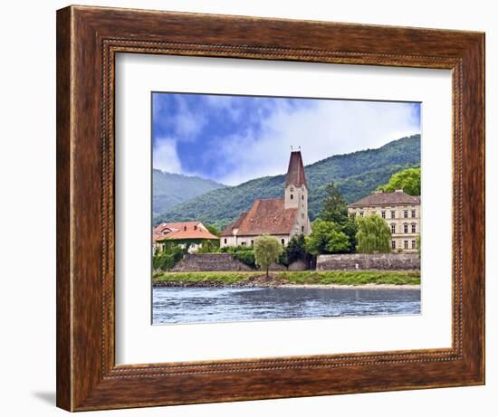 The Danube River and the Village of Weissenkirchen, Wachau Lower Austria-Miva Stock-Framed Photographic Print