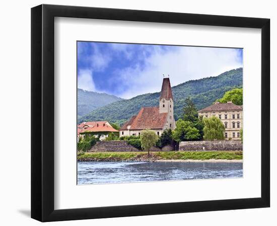 The Danube River and the Village of Weissenkirchen, Wachau Lower Austria-Miva Stock-Framed Photographic Print