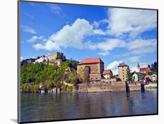 The Danube River Flows in Front of Veste Oberhaus Castle, Passau, Germany-Miva Stock-Mounted Photographic Print