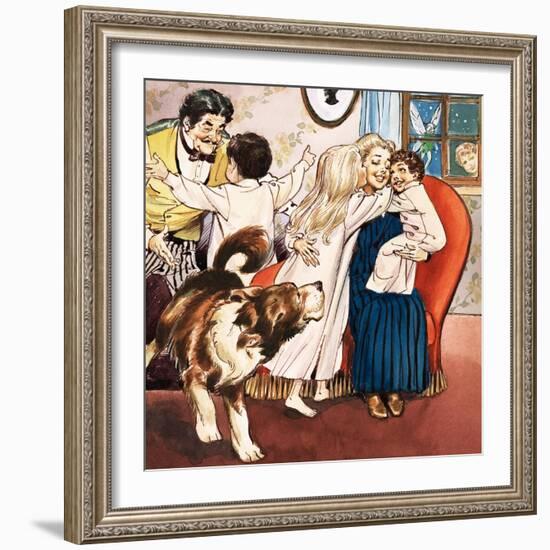 The Darling Family, Illustration from 'Peter Pan' by J.M. Barrie-Nadir Quinto-Framed Giclee Print