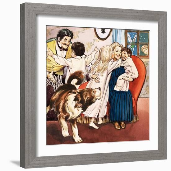 The Darling Family, Illustration from 'Peter Pan' by J.M. Barrie-Nadir Quinto-Framed Giclee Print
