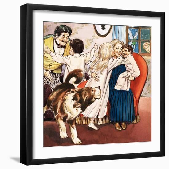 The Darling Family, Illustration from 'Peter Pan' by J.M. Barrie-Nadir Quinto-Framed Giclee Print