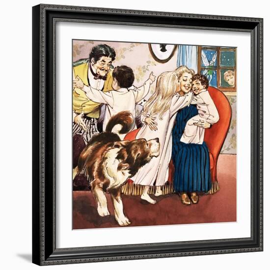 The Darling Family, Illustration from 'Peter Pan' by J.M. Barrie-Nadir Quinto-Framed Giclee Print