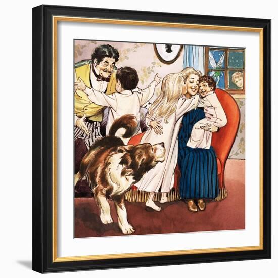 The Darling Family, Illustration from 'Peter Pan' by J.M. Barrie-Nadir Quinto-Framed Giclee Print